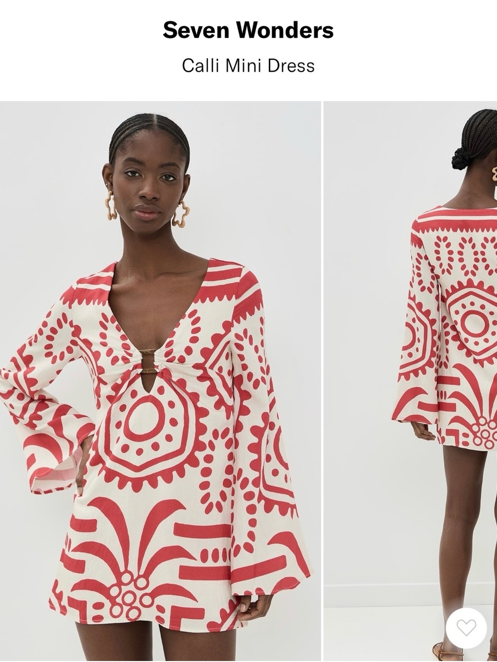 Seven Wonders Calli Mini Dress in Cream and Red Graphic